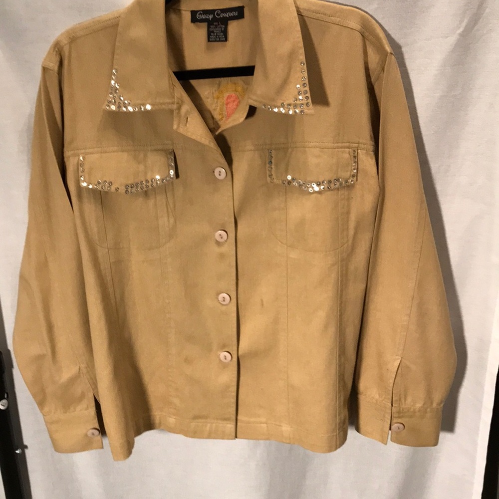 Ladies size L Gaudy Couture jacket  tan sequined